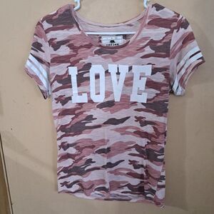 Reflex Womens L Knit Pink Round Neck T Shirt Short Sleeve LOVE